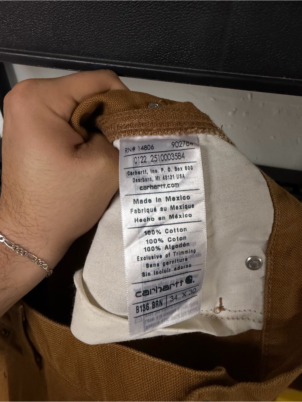 Carhartt B136 BRN Double Knee Pants Mens 34x30 Loose Original Fit Duck Canvas - Picture 9 of 9